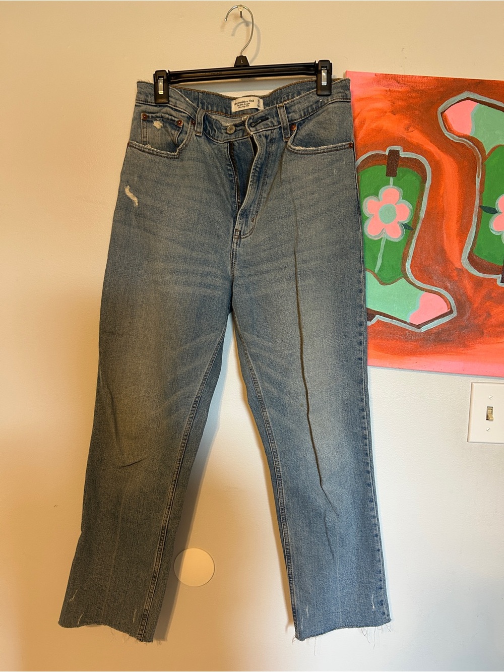 Abercrombie Curve Love The Ankle Straight Ultra High Rise Medium Wash Jeans